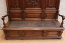 Renaissance style Hall bench in Walnut, France 19th century