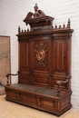 Renaissance style Hall bench in Walnut, France 19th century