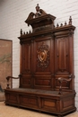 Renaissance style Hall bench in Walnut, France 19th century