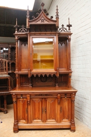 Monumental walnut gothic cabinet