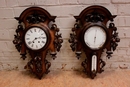 Napoleon III style Clock and barometer in Walnut, France 19th century