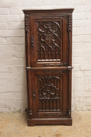 Narrow gothic cabinet in walnut