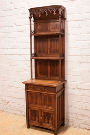 Narrow gothic style cabinet in walnut