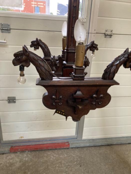 Oak gothic chandelier 