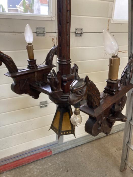 Oak gothic chandelier 