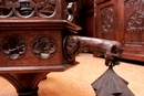 Gothic style Chandelier and wall sconse in Oak, France 19th century