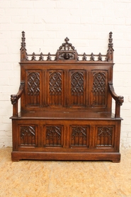 Oak gothic hall bench