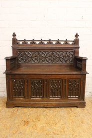 Oak gothic hall bench