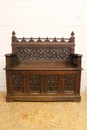 Gothic style Hall bench in Oak, France 19th century