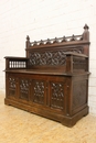 Gothic style Hall bench in Oak, France 19th century