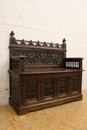 Gothic style Hall bench in Oak, France 19th century