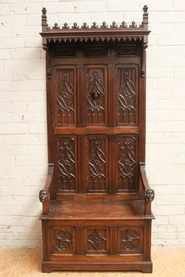 Oak gothic hall bench