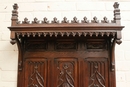 Gothic style hall bench in Oak, France 19th century