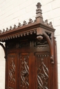 Gothic style hall bench in Oak, France 19th century