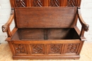 Gothic style Hall bench in Oak, France 19th century