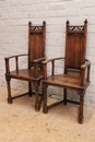 Gothic style Arm chairs in Walnut, France 19th century