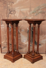 pair Henri II gothic Pedestals in walnut