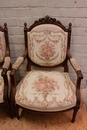 Louis XVI style Arm chairs in Walnut, France 1900