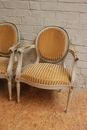 Louis XVI style arm chairs in paint wood, France 1920