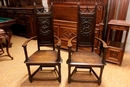 Gothic style Arm chairs in Oak, France 19th century