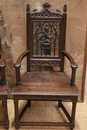 Gothic style Arm chairs in Oak, France 19th century