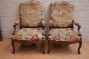 Regency style Arm chairs in Walnut, France 19th century