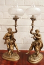 Renaissance style Lamps in spelter, France 19th century