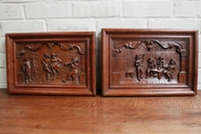 pair walnut breton wall panels 