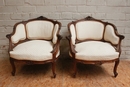 Louis XV style arm chairs in Walnut, France 19th century