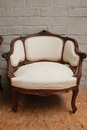 Louis XV style arm chairs in Walnut, France 19th century