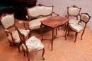 Louis XV style Parlor set in Walnut, France 19th century