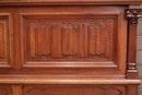 Gothic style Bed and end table in Walnut, France 19th century