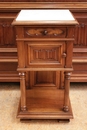 Gothic style Bed and end table in Walnut, France 19th century