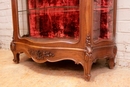 Louis XV style Display cabinet in walnut and marble, France 19th century