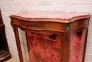 Louis XV style Display cabinet in walnut and marble, France 19th century