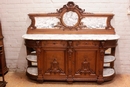 Regency style Cabinet and server in oak and marble, France 19th century