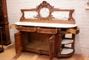 Regency style Cabinet and server in oak and marble, France 19th century