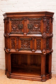 Quality renaissance cabinet in walnut by Soubrier Paris