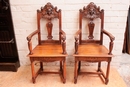 Renaissance style Arm chairs in Walnut, France 19th century