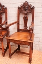 Renaissance style Arm chairs in Walnut, France 19th century