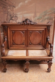 Regency hall bench in walnut