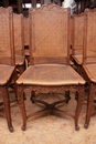 Regency style Table and 12 chairs in Beech wood, France 19th century