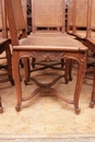 Regency style Table and 12 chairs in Beech wood, France 19th century