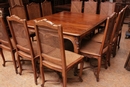 Regency style Table and 12 chairs in Beech wood, France 19th century