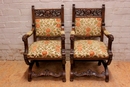 Renaissance style Arm chairs in Walnut, France 19th century