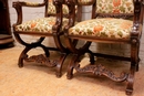 Renaissance style Arm chairs in Walnut, France 19th century