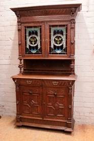 Renaissance Cabinet oak stain glass