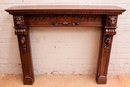 Renaissance style Fire mantel in Walnut, France 19th century