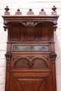 Renaissance style Throne chair in oak and marble, France 19th century