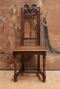 Renaissance style Chairs and arm chairs in Walnut, France 19th century